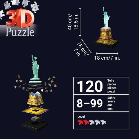 Ravensburger Statue Of Liberty Night Edition 3D Puzzle 108 Pieces