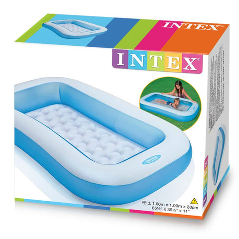 Intex Rectangular Blue Inflatable Kiddie Pool 166x100x28cm