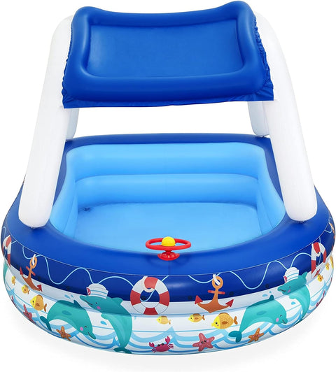 Bestway Sea Captain Inflatable Family Pool With UV Careful Sunshade 213x155x132cm