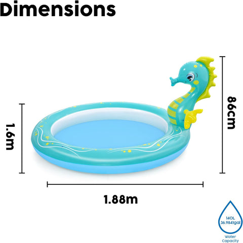 Bestway Seahorse Sprinkler Inflatable Pool 188x160x86cm