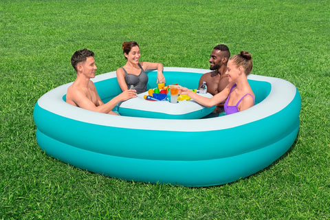 Bestway Sippin' Summer Inflatable Family Pool With Removable Center Console 218x218x48cm