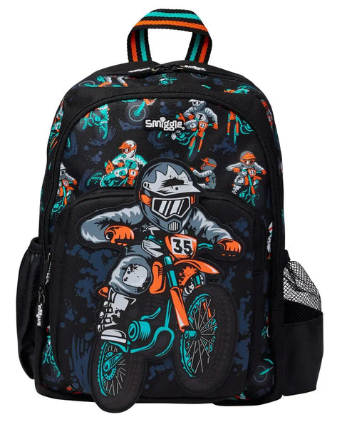 Smiggle Black Adventurous Junior Character Backpack 38cm