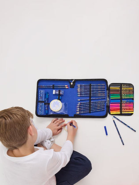 Smiggle Blue Sonic The Hedgehog Zip It Stationery Set and Pencil Case