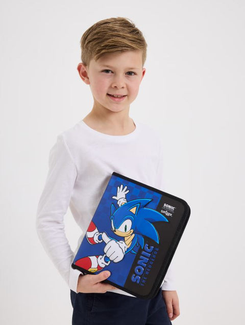 Smiggle Blue Sonic The Hedgehog Zip It Stationery Set and Pencil Case