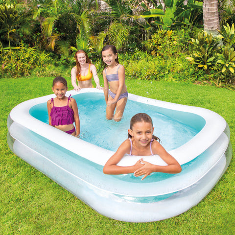 Intex Swim Center Inflatable Family Pool Transparent Blue 262x175x56cm