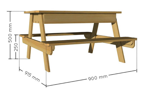 Table Pique-Nique + Bac à Sable 92x90x50cm