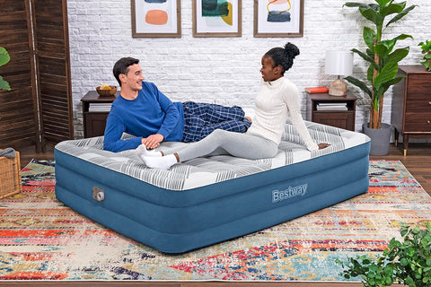 Bestway Tritech Fashion Flock Queen Airbed With Built-in AC Pump 203x152x46cm