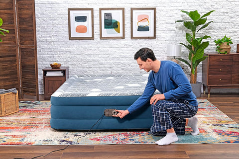 Bestway Tritech Fashion Flock Queen Airbed With Built-in AC Pump 203x152x46cm