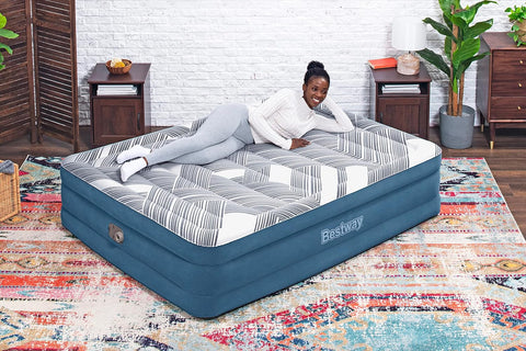 Bestway Tritech Fashion Flock Queen Airbed With Built-in AC Pump 203x152x46cm