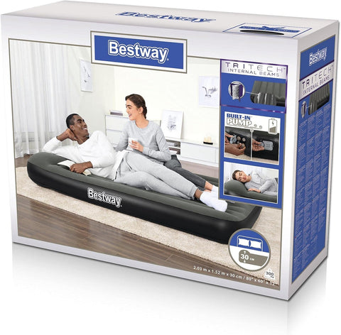 Bestway Tritech Queen Airbed With Built-in Battery Pump 203x152x30cm