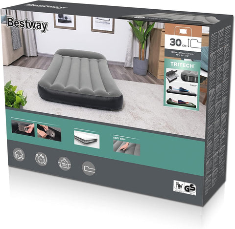 Bestway Tritech Twin Airbed With Built-in AC Pump 188x99x30cm