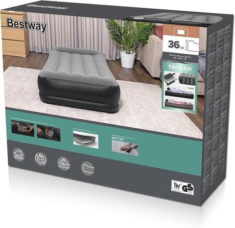Bestway Tritech Twin Airbed With Built-in AC Pump 191x97x36cm