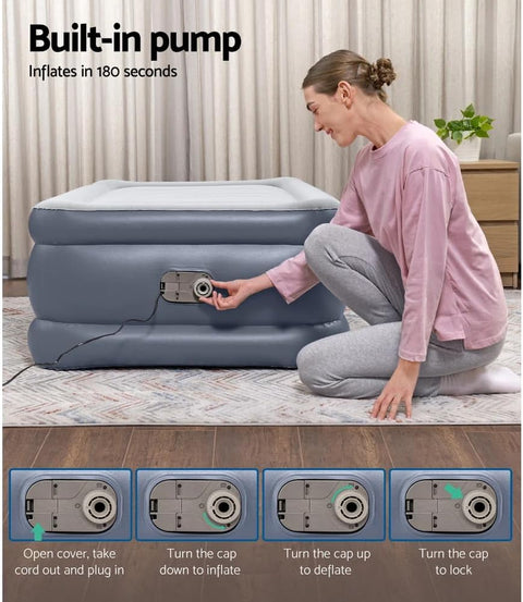 Bestway Tritech Twin Airbed With Built-in AC Pump 191x97x51cm