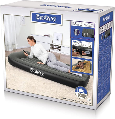 Bestway Tritech Twin Airbed With Built-in Battery Pump 188x99x30cm