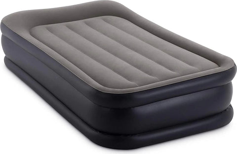 Intex Twin Deluxe Pillow Rest Airbed Fiber-Tech with Built-In-Pump 191x99x42cm