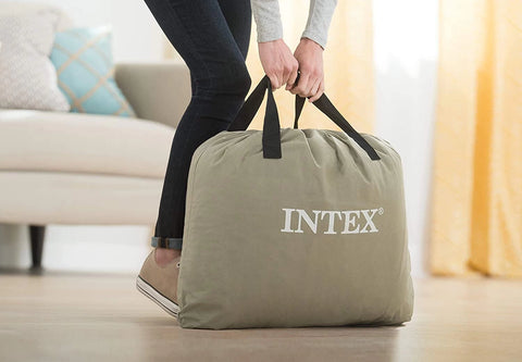 Intex Twin Deluxe Pillow Rest Airbed Fiber-Tech with Built-In-Pump 191x99x42cm