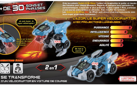 VTech Lazor Le Super Vélociraptor Fire Véhicules Interactifs