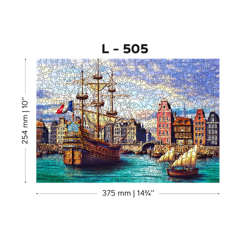 Wooden Puzzle: Old Ships in Harbour 505pcs