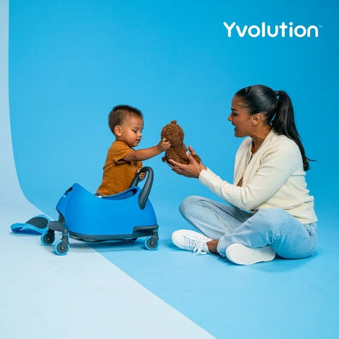 Y Glider Luna, Ride-On to Scooter with Storage Trunk, Blue 1-10 years