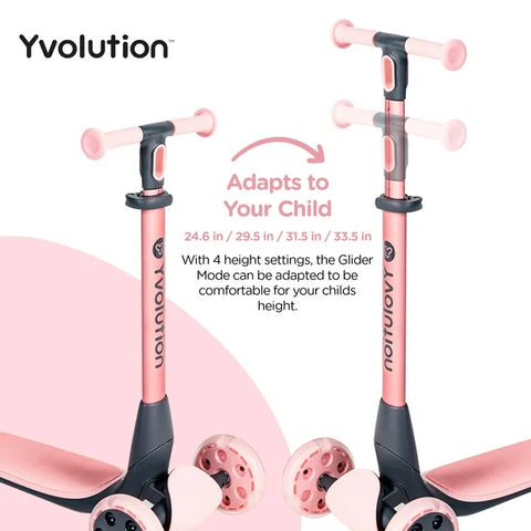 Y Glider NUA, 3-Wheel Foldable Scooter, Pink 3-10 years