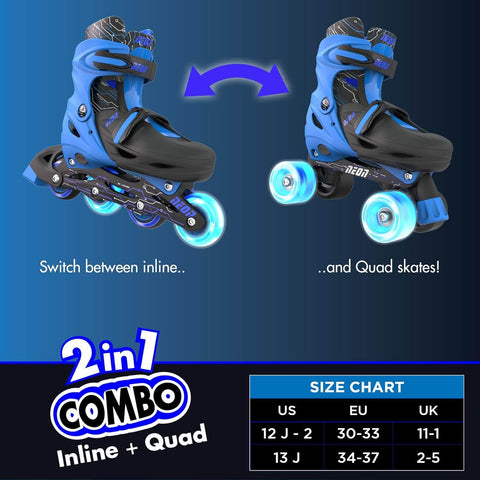 Yvolution Neon 2in1 Combo Skates Size 30-33