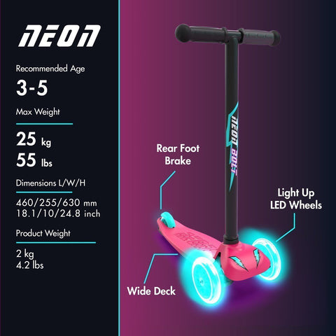 Yvolution Neon Bolt 3-Wheel Pink Scooter 3-5 Years