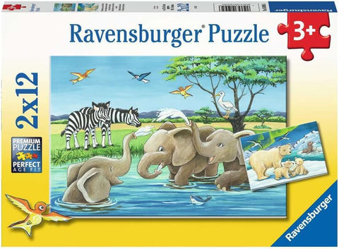 2 in 1 Baby Safari Animals, 2 x 12 Pieces