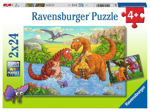 2 in 1 Dinosaurs at Play, 2 x 24 Pieces