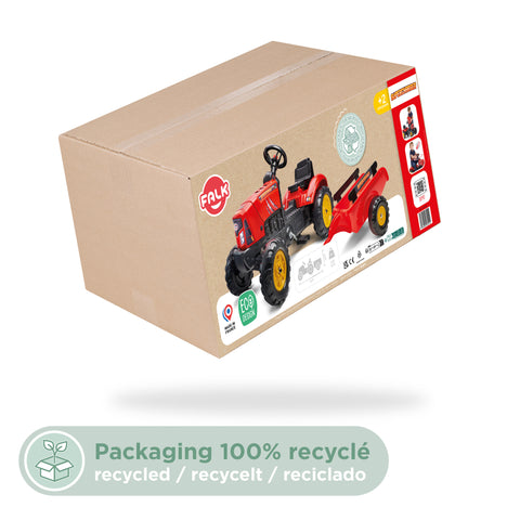 Falk Red Supercharger Pedal Tractor With Opening Bonnet and Trailer