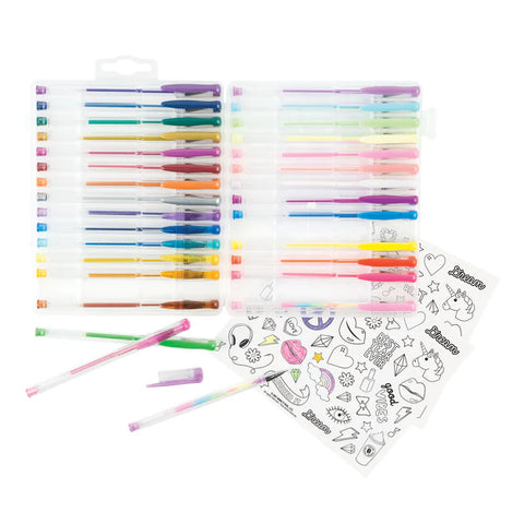 Make It Real 30 Gel Pen Set with Color Your Own Sticker Sheets