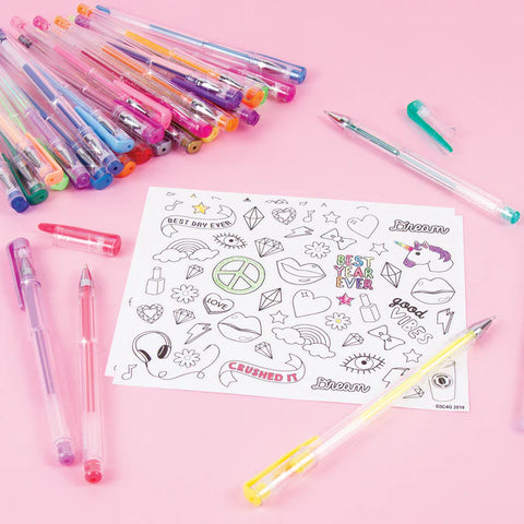 Make It Real 30 Gel Pen Set with Color Your Own Sticker Sheets