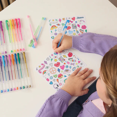 Make It Real 30 Gel Pen Set with Color Your Own Sticker Sheets
