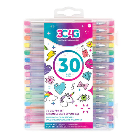 Make It Real 30 Gel Pen Set with Color Your Own Sticker Sheets