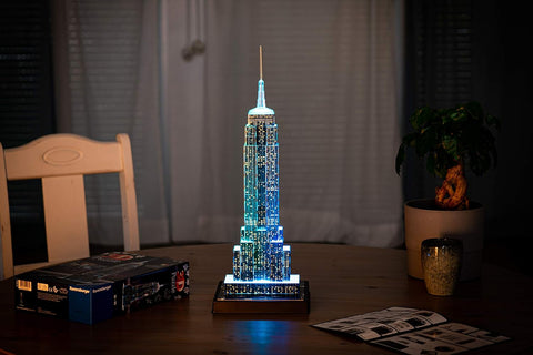 3D Puzzle Empire State Building By Night With LED Lights, 216 Pieces