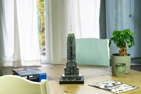 3D Puzzle Empire State Building By Night With LED Lights, 216 Pieces