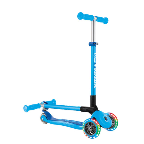 Globber Primo Foldable Lights 3-Wheel Scooter Skye Blue 3-7 Years