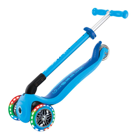 Globber Primo Foldable Lights 3-Wheel Scooter Skye Blue 3-7 Years