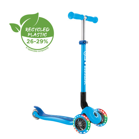 Globber Primo Foldable Lights 3-Wheel Scooter Skye Blue 3-7 Years