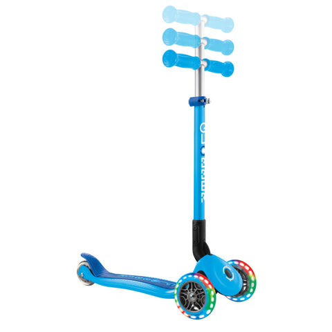 Globber Primo Foldable Lights 3-Wheel Scooter Skye Blue 3-7 Years