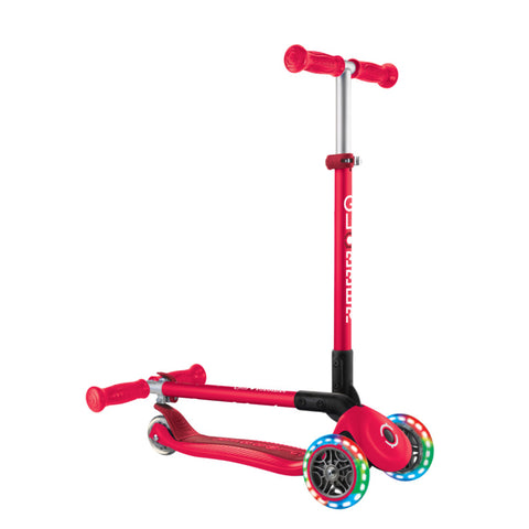 Globber Primo Foldable Lights 3-Wheel Scooter Red 3-7 Years