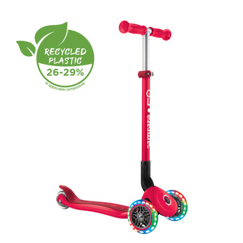 Globber Primo Foldable Lights 3-Wheel Scooter Red 3-7 Years
