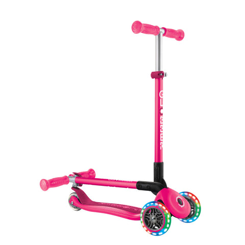 Globber Primo Foldable Lights 3-Wheel Scooter Fuschia 3-7 Years