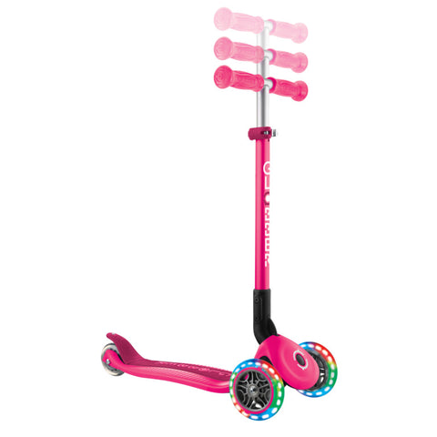 Globber Primo Foldable Lights 3-Wheel Scooter Fuschia 3-7 Years