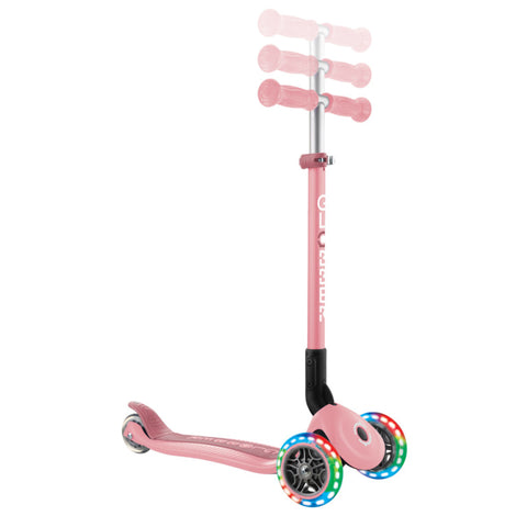 Globber Primo Foldable Lights 3-Wheel Scooter Pastel Pink 3-7 Years