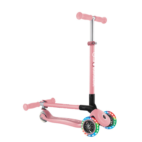 Globber Primo Foldable Lights 3-Wheel Scooter Pastel Pink 3-7 Years