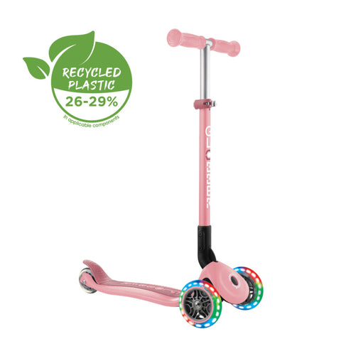 Globber Primo Foldable Lights 3-Wheel Scooter Pastel Pink 3-7 Years