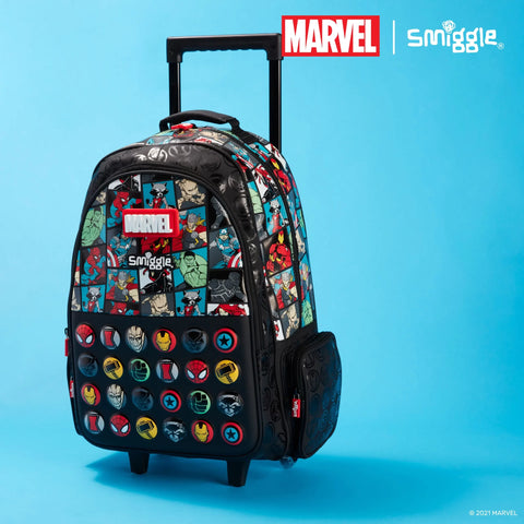 Smiggle Marvel Trolley Backpack With Light Up Wheels 52cm