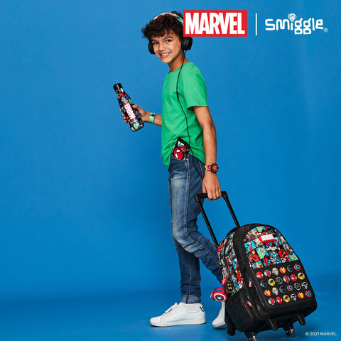 Smiggle Marvel Trolley Backpack With Light Up Wheels 52cm