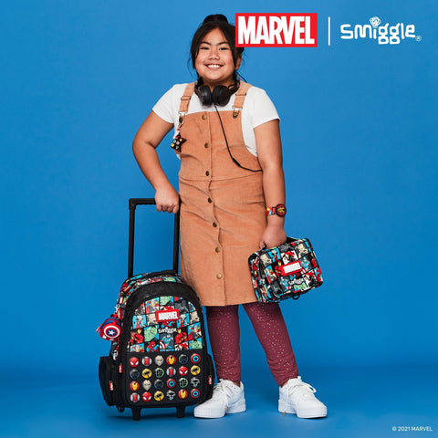 Smiggle Marvel Trolley Backpack With Light Up Wheels 52cm