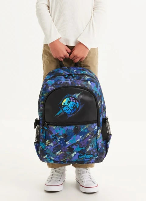 Smiggle Black Trailblazer Classic Attach Backpack 42cm School Set